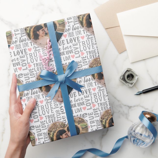 Herzgestaltetes Foto Wahre Love Valentines oder Ho Geschenkpapier (Schenken)