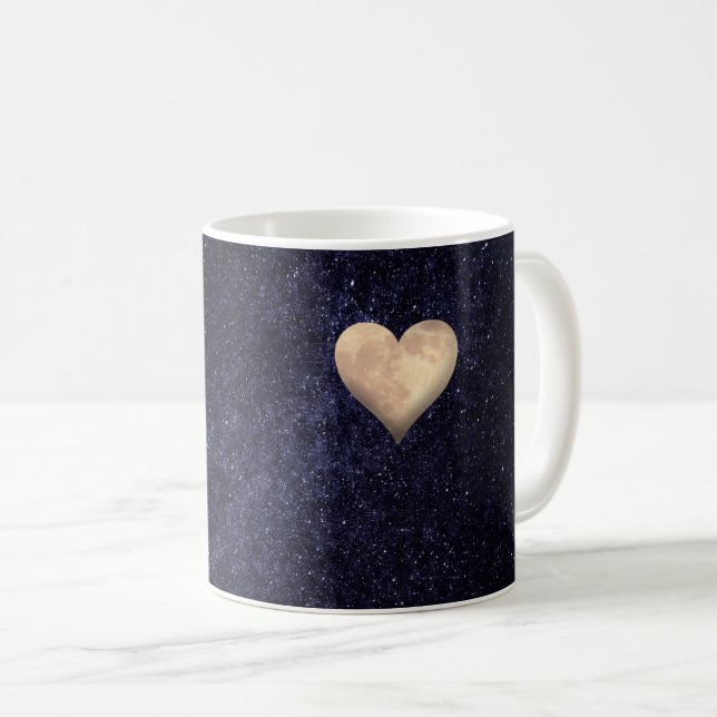 Herzgestapelter Mond in der Sternennacht Kaffeetasse (VorderseiteRechts)