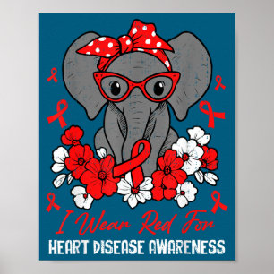Herzgesundheit Elefant rotes Band Herzkrankheit Aw Poster