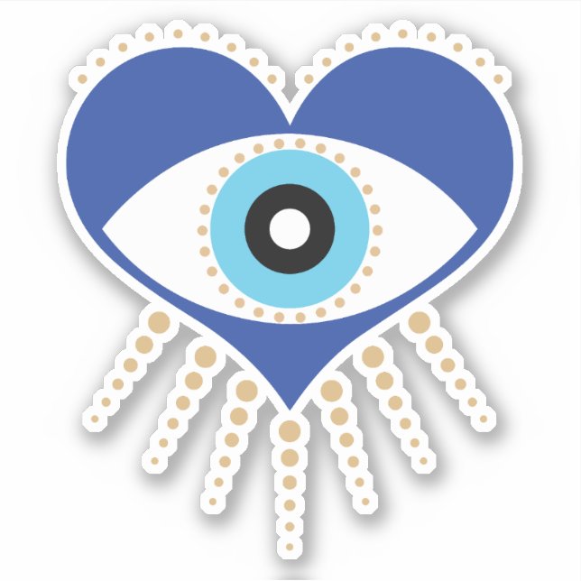 Herzgriechisches Böses Auge Aufkleber (Vorderseite)