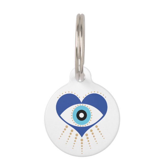 Herzgriechisches Böses Auge Haustiermarke (Vorderseite)