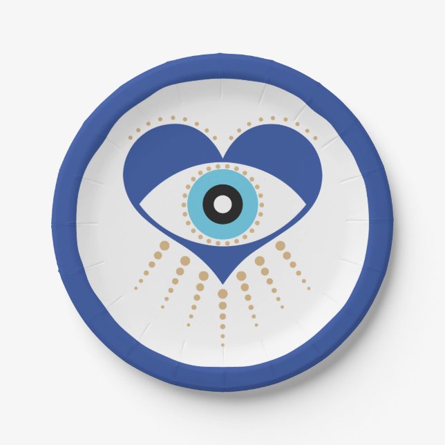Herzgriechisches Böses Auge Pappteller (Vorderseite)