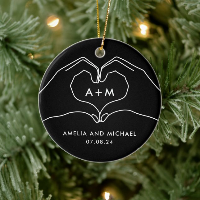 Herzhandgriff Couple Verlobung neu verheiratet Keramik Ornament (Baum)