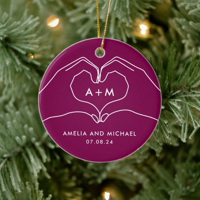 Herzhandgriff Couple Verlobung neu verheiratet Keramik Ornament (Baum)
