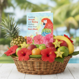 Herzinfarkt Heilung Scharlachrote Aras, Hibiskus Karte