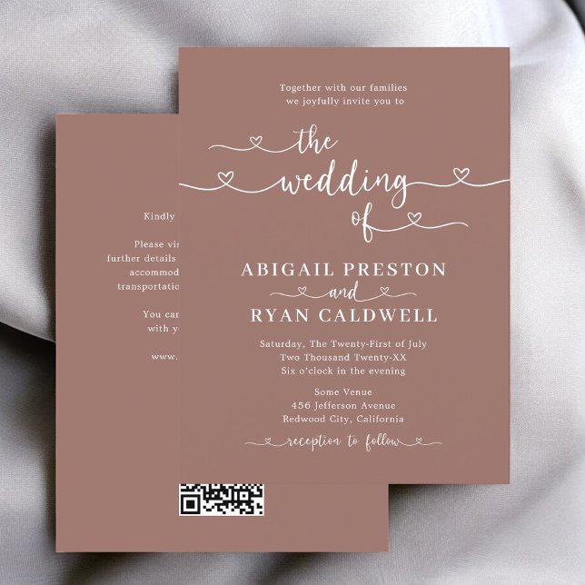 Herzkalligrafie Budget Brown Wedding Postkarte (Von Creator hochgeladen)