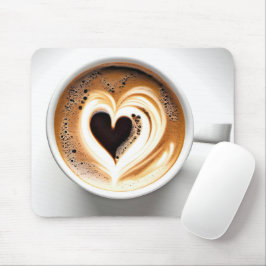 Herzkappuccino im White Coffee Cup Mousepad
