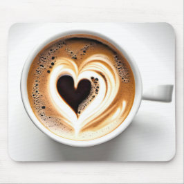 Herzkappuccino im White Coffee Cup Mousepad