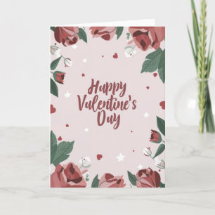 Herzkarte der "Happy Valentine's Day Floral Rose" Feiertagskarte