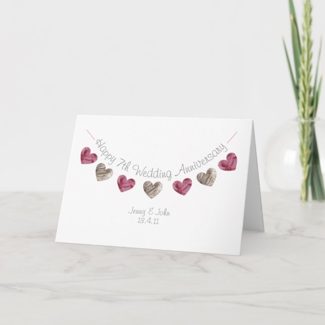 Herzkarte zum 7. Hochzeitstag Karte (Vorderseite)