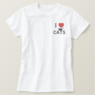 Herzkatzen Besticktes T-Shirt