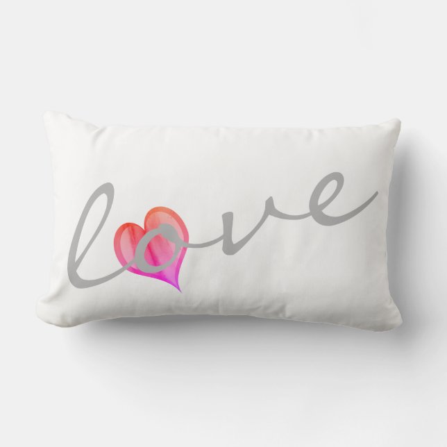 Herzkissen mit Liebe pink und weiß Lendenkissen (Vorderseite)