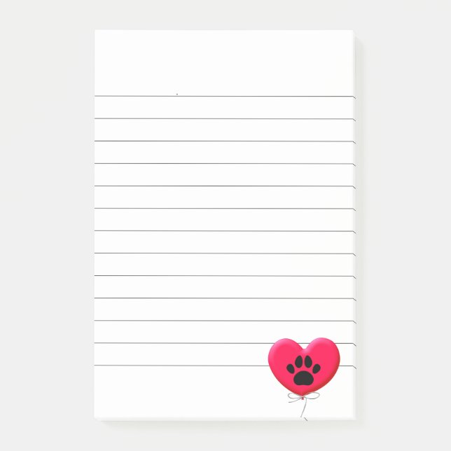 Herzklappenballon mit Hundeschraube Druck Post-it Klebezettel (Vorderseite)