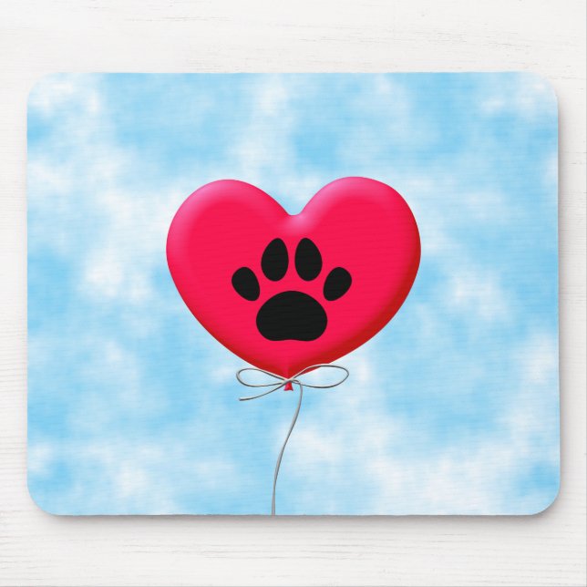 Herzklappenballon mit Hundeschraube drucken Mousepad (Vorne)