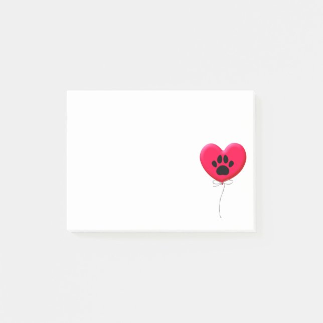 Herzklappenballon mit Hundeschraube drucken Post-it Klebezettel (Vorderseite)
