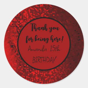 Herzkleber aus rotem Glitzer Runder Aufkleber