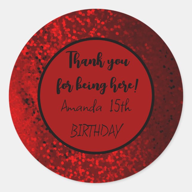 Herzkleber aus rotem Glitzer Runder Aufkleber (Vorderseite)