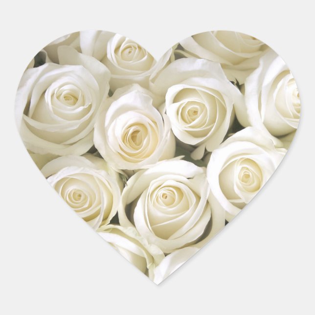Herzkleber-White Roses Herz-Aufkleber (Vorderseite)