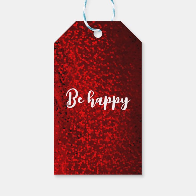 Herzklebstoff Roter Glitzer Glücklich sein Geschenkanhänger (Rückseite)
