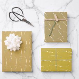 Herzklopfe Links Alte antike goldene Hochzeit Geschenkpapier Set