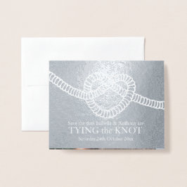 Herzklopfen am Knoten Hochzeit Silber Save the Dat Folienkarte