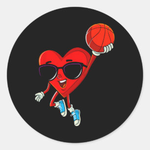 Herzklopfen Basketball Niedlicher Valentinstag Spo Runder Aufkleber