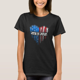 Herzklopfen Haustiere Amerikanische Flagge Happy 4 T-Shirt
