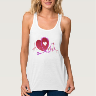 Herzklopfen mit medizinischem Stethoskop 3 Tank Top