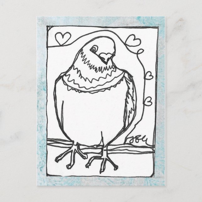 Herzklopfen Postkarte - Kontinuierliche Zeichn (Vorderseite)