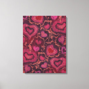 Herzklopfen, romantische Liebe, Rosa und Bordeaux Leinwanddruck