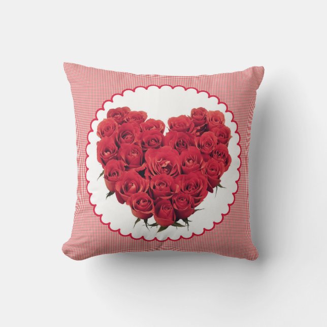 Herzklopfen rote Rosen Blume Kissen (Vorderseite)