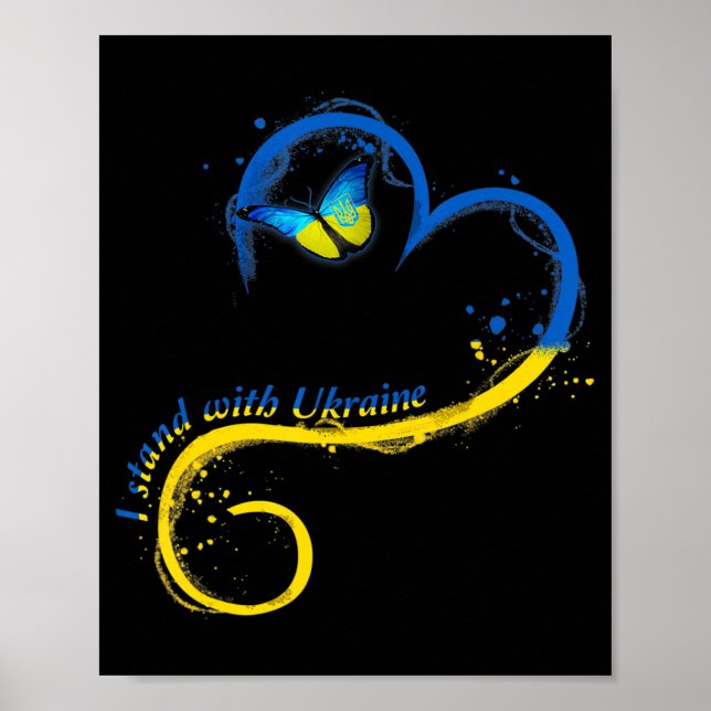 Herzklopfen Ukraine Schmetterling Ukrainische Fahn Poster (Vorne)