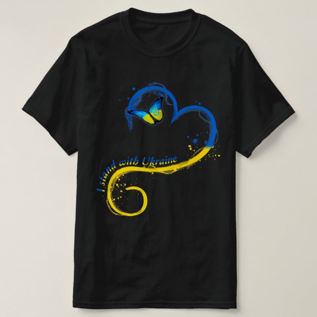Herzklopfen Ukraine Schmetterling Ukrainische Fahn T-Shirt (Design vorne)