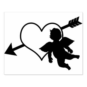 Herzklopfen und Silhouette nach Pfeil und Pfeil Gummistempel