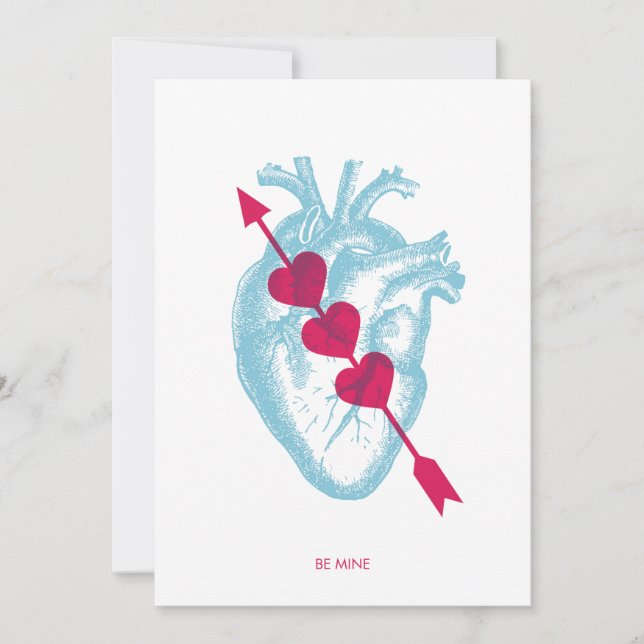 Herzklopfkarte und Arrow Valentine-Flachkarte Dankeskarte (Vorderseite)