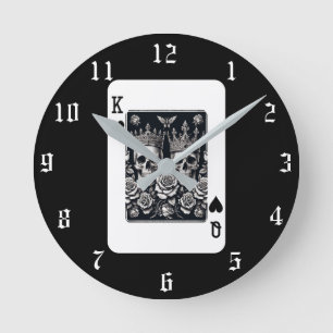 Herzkönig und Herzkönigin Royal Card Runde Wanduhr