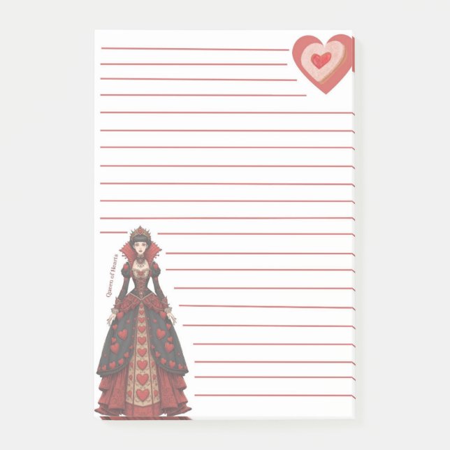 Herzkönigin Lined Post-it Klebezettel (Vorderseite)