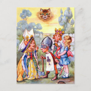 Herzkönigin und Alice im Wunderland Postkarte