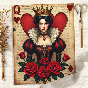 Herzkönigin Vintage-Rosenkarte Scrapbook-Papier