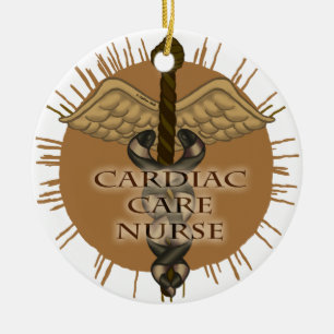 Herzkrankenschwester Caduceus Keramik Ornament