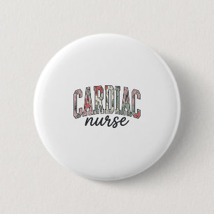 Herzkrankenschwester Florales Varsity-Letterdesign Button