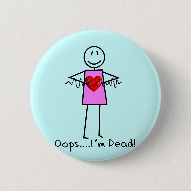 Herzkrankenschwester-Geschenke Stickman-Design V-F Button (Vorderseite)