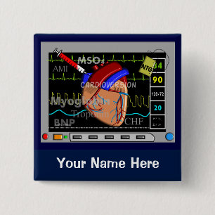 Herzkrankenschwester-Monitor-Namen-Knöpfe Button