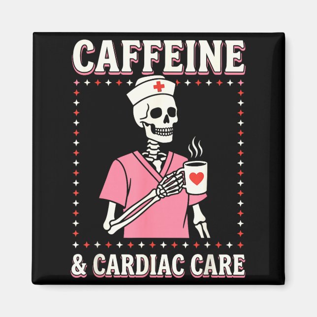 Herzkrankenschwester Valentinsknochen Kaffee Koffe Magnet (Vorne)