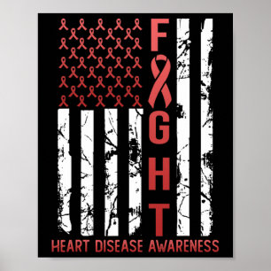 Herzkrankheit Bewusstsein Februar USA-Flagge Band Poster