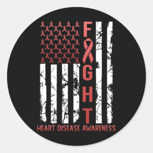 Herzkrankheit Bewusstsein Februar USA-Flagge Band  Runder Aufkleber