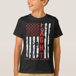 Herzkrankheit Bewusstsein Februar USA-Flagge Band T-Shirt