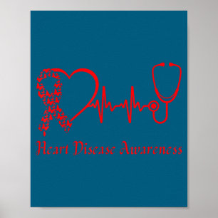 Herzkrankheit-Bewusstsein Gehen Sie im Februar Rot Poster