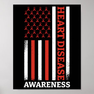 Herzkrankheit-Bewusstsein USA-Flagge Herz-Krieger Poster