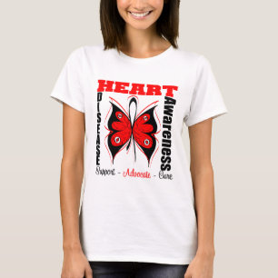 Herzkrankheit-Schmetterling-Bewusstseins-Kunstband T-Shirt